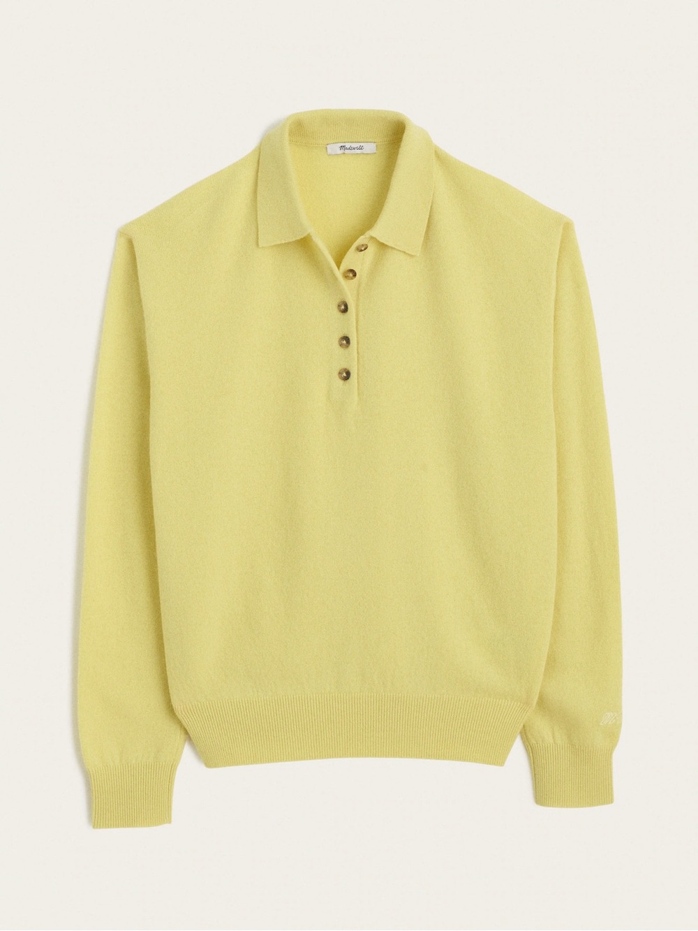 Madewell Polo Sweater in 100% SoftWool Limoncello Sz Small